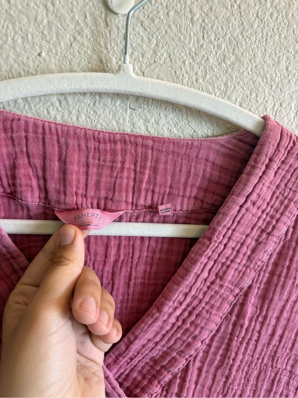 Faherty Dune Organic Cotton Gauze Popover Top Flowy Pink Coastal Summer Small - Picture 4 of 9